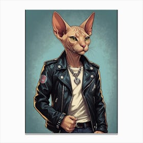 Cat In Leather Jacket Canvas Print