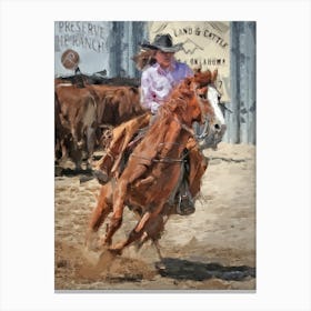 Cowgirl On A Horse Canvas Print