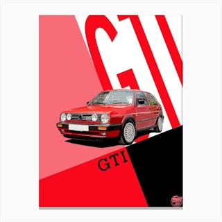 Vw Golf Mk2 Gti Classic Car Red Canvas Print