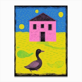 Duck Outside A House Collage Style 2 Canvas Print