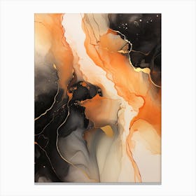 Black And Orange Flow Asbtract Painting 1 Canvas Print