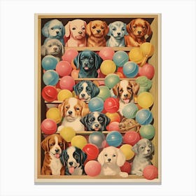 Collection Of Vintage Dogs Puppies And Balls Kitsch Canvas Print