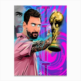 Lionel Messi with world cup Canvas Print