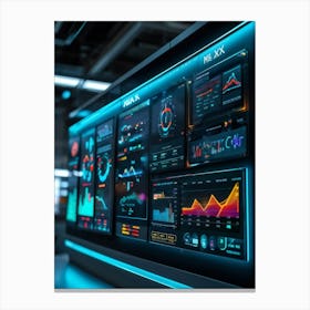 A Digitally Illustrated Dashboard Interface For Advanced Ai Business Management Dashboards Show Met 2 1 Canvas Print