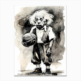 Albert Einstein Playing Basketball Abstract Painting (9) Canvas Print