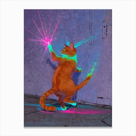 Cat With A Glow Stick Canvas Print