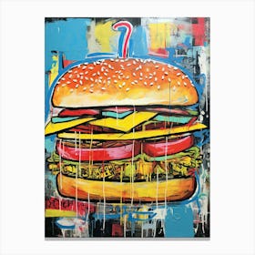 Burger Basquiat style Food Canvas Print