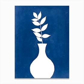 White Vase With Leaf Canvas Print