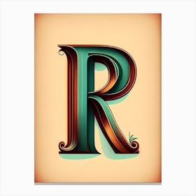R, Letter, Alphabet Retro Drawing 4 Canvas Print