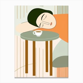 Woman Sleeping On A Table 1 Canvas Print