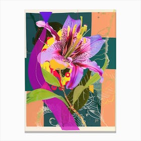 Lily 2 Neon Flower Collage Canvas Print
