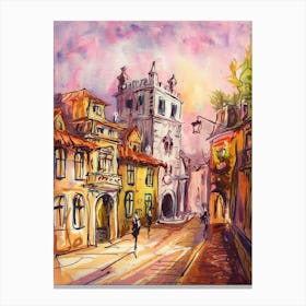 Watercolor Of Old Town 1 Canvas Print