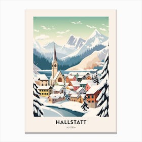 Vintage Winter Travel Poster Hallstatt Austria 2 Canvas Print