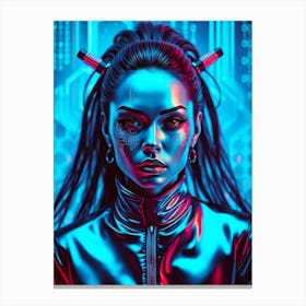 Glossy Cyborg Girl Canvas Print