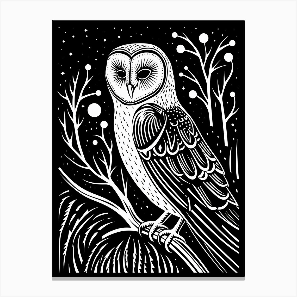 Northern Saw-Whet Owl Fine Art Linoleum Block Letterpress Print – Moon  Rabbit Press