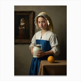 Girl With An Orange Canvas Print