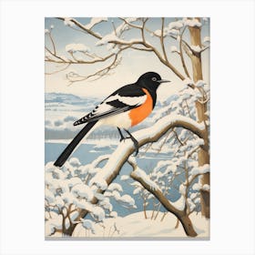 Winter Bird Painting Magpie 6 Canvas Print