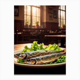 Sardines On A Plate 3 Canvas Print