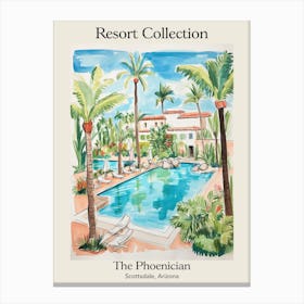 Poster Of The Phoenician   Scottsdale, Arizona   Resort Collection Storybook Illustration 4 Canvas Print