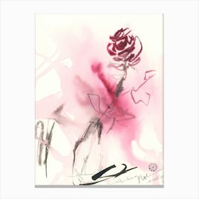 Red Rose In A Vase - hand painted vertical ed pink magenta floral flower Canvas Print