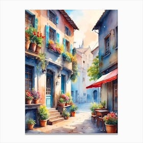 Watercolor Of A Street 7 Canvas Print