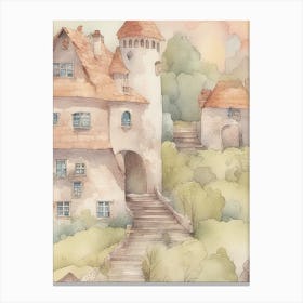 Watercolor Of A Castle Canvas Print