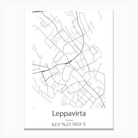 Leppavirta,Finland Minimalist Map Canvas Print