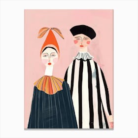 Two People In Striped Clothes Canvas Print