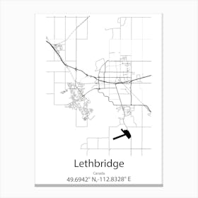 Lethbridge,Canada Minimalist Map Canvas Print