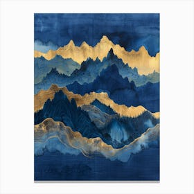 Mountains In Blue And Gold Canvas Print