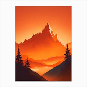 Misty Mountains Vertical Composition In Orange Tone 387 Canvas Print