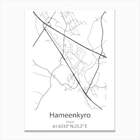 Hameenkyro,Finland Minimalist Map Canvas Print