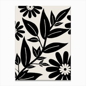 Black And White Floral Garden Canvas Print