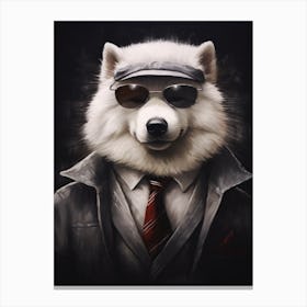Gangster Dog Samoyed Canvas Print