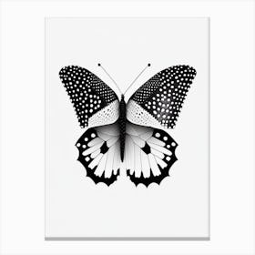 Speckled Wood Butterfly Black & White Geometric 2 Canvas Print
