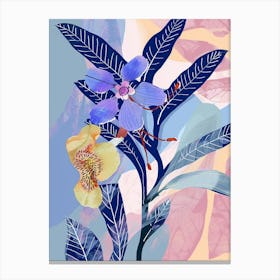 Colourful Flower Illustration Periwinkle 3 Canvas Print