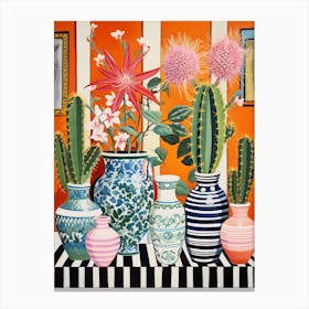Cactus Painting Maximalist Still Life Zebra Cactus 2 Canvas Print