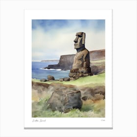 Easter Island Chile 3 Watercolour Travel Poster Canvas Print