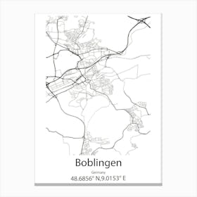 Boblingen,Germany Minimalist Map Canvas Print