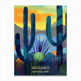Saguaro National Park Travel Poster Matisse Style 2 Canvas Print