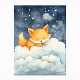 Baby Fox 2 Sleeping In The Clouds Canvas Print