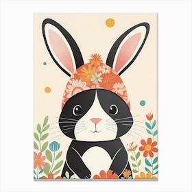 Floral Cute Baby Rabbit Bunny Nursery (30) Canvas Print