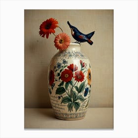 Bird In A Vase Canvas Print