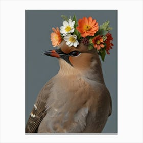 Bird With A Flower Crown 2 Canvas Print