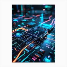 A Cyber Interface With Advanced Ai Capabilities Neural Connectivity Highlighted Glowing Cables Int (3) Canvas Print