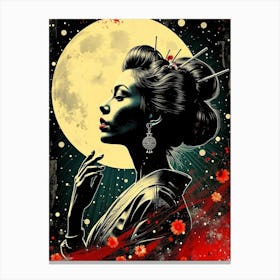 Geisha And Moon Canvas Print