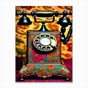 Antique Old Timey Telephone In Color Canvas Print