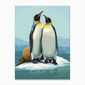 Emperor Penguin Sea Lion Island Minimalist Illustration 3 Canvas Print