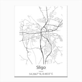 Sligo,Ireland Minimalist Map Canvas Print