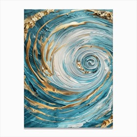 Blue Gold Swirl Painting Canvas Print